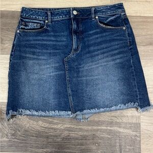 LOFT Dark Blue Frayed Mini Skirt